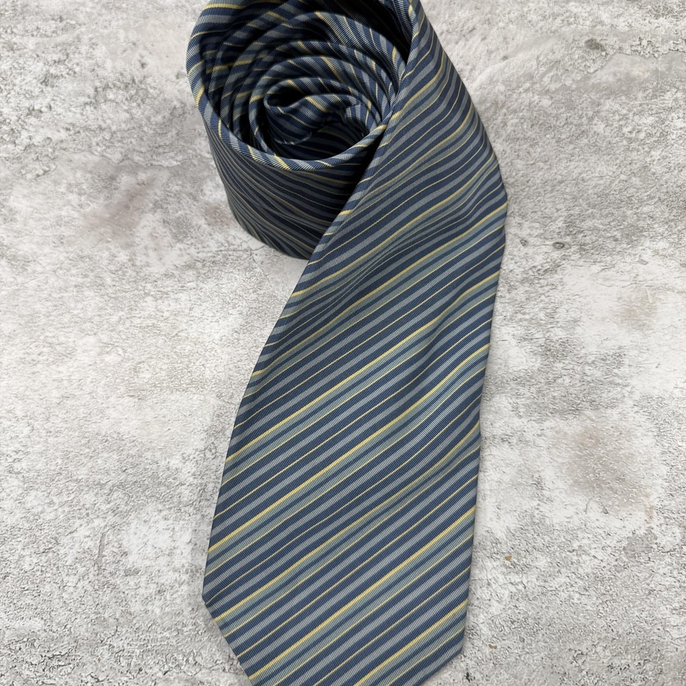 J.Crew Silk Tie Mens One Size Blue Yellow Stripe Woven Made‎ In Italy Necktie